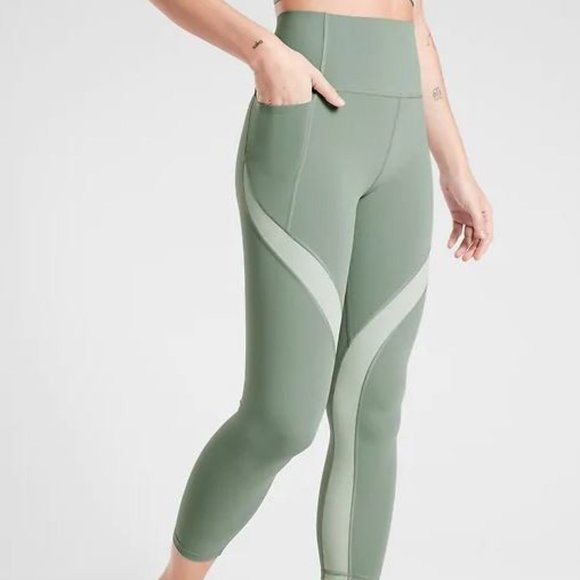 Athleta Pants - NWOT Athleta Green Colorblock Salutation Leggings